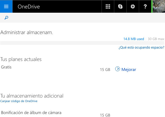Espacio OneDrive